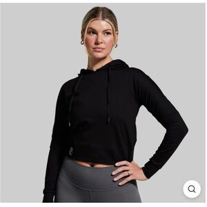 Born Primitive Cropped Top Women Size MEDIUM Black Hoodie Pullover